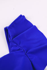 Maillot de bain une pièce bleu à volants sur les épaules, grande taille